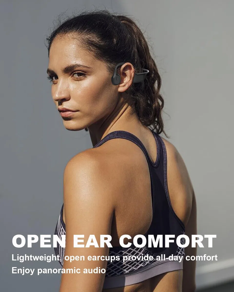 SANOTO Knochenschall Kopfhörer | Open Ear Bluetooth 5.3 Kopfhörer Sport Bone Conduction Kabellos IPX7 wasserdichte Schweißfeste Sportkopfhörer Fahrrad Radfahren