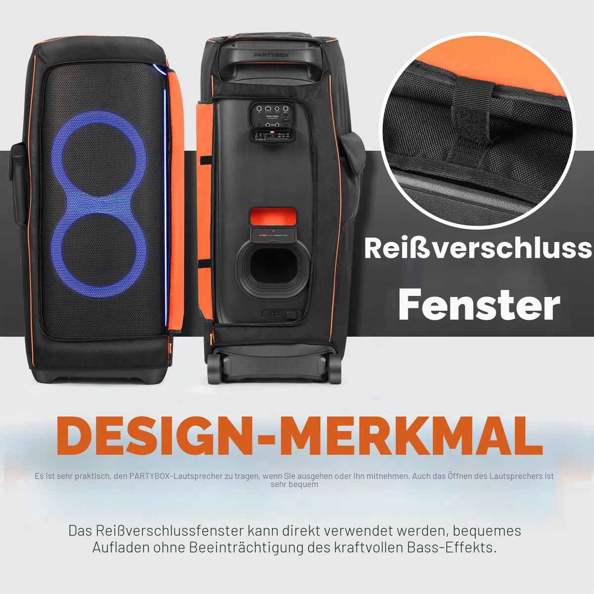 Lautsprecher-Schutzhülle für JBL Partybox Ultimate, Staubschutz, Aufbewahrung, Ladekabel, Mikrofone, Bluetooth, kabellose Audio-Reisetasche, Schwarz, Netztasche