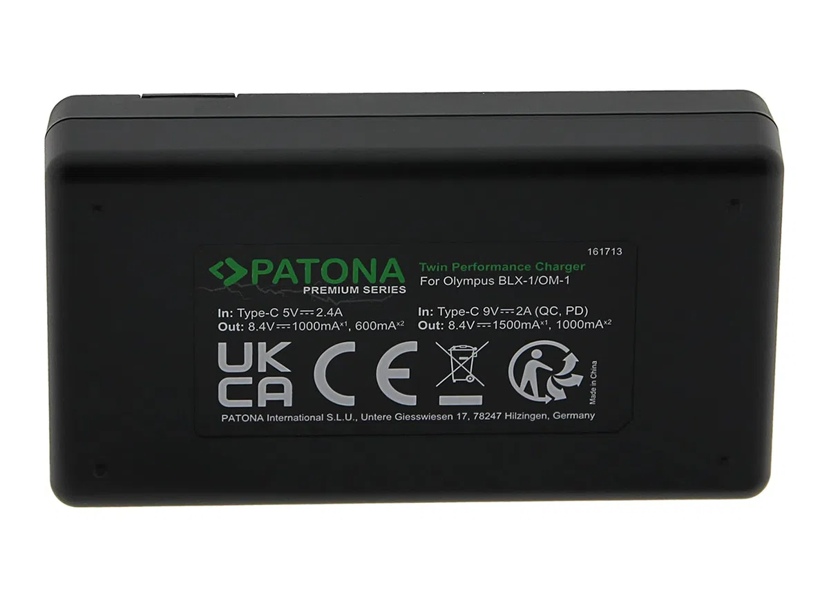 PATONA 2X Protect BLX-1 Akku 2600mAh + USB-C PD Dual-Ladegerät – Ersatz für Olympus BLX-1 – kompatibel mit OM System OM-1 OM-1 Mark II OM-3 – feuerhemmend mit NTC-Sensor
