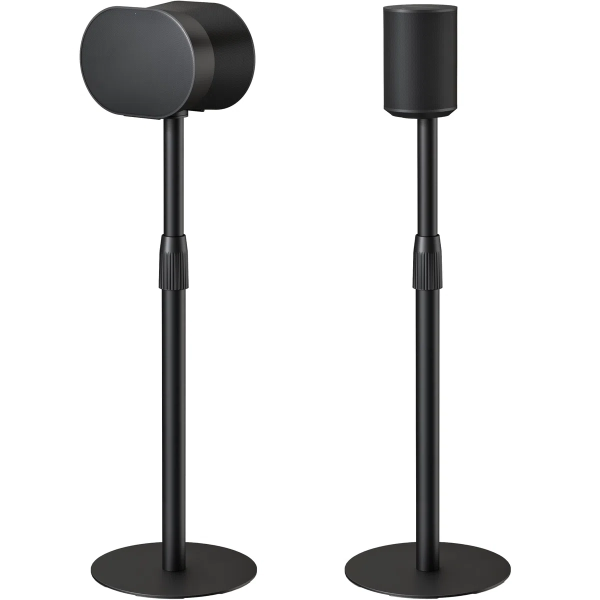 PEGZONE Höhenverstellbare Lautsprecherständer kompatibel mit Sonos Era 100&300, 68,2-106,8 cm, 5 kg Traglast, Anti-Rutsch-Basis Ø 30 cm, Schwarz