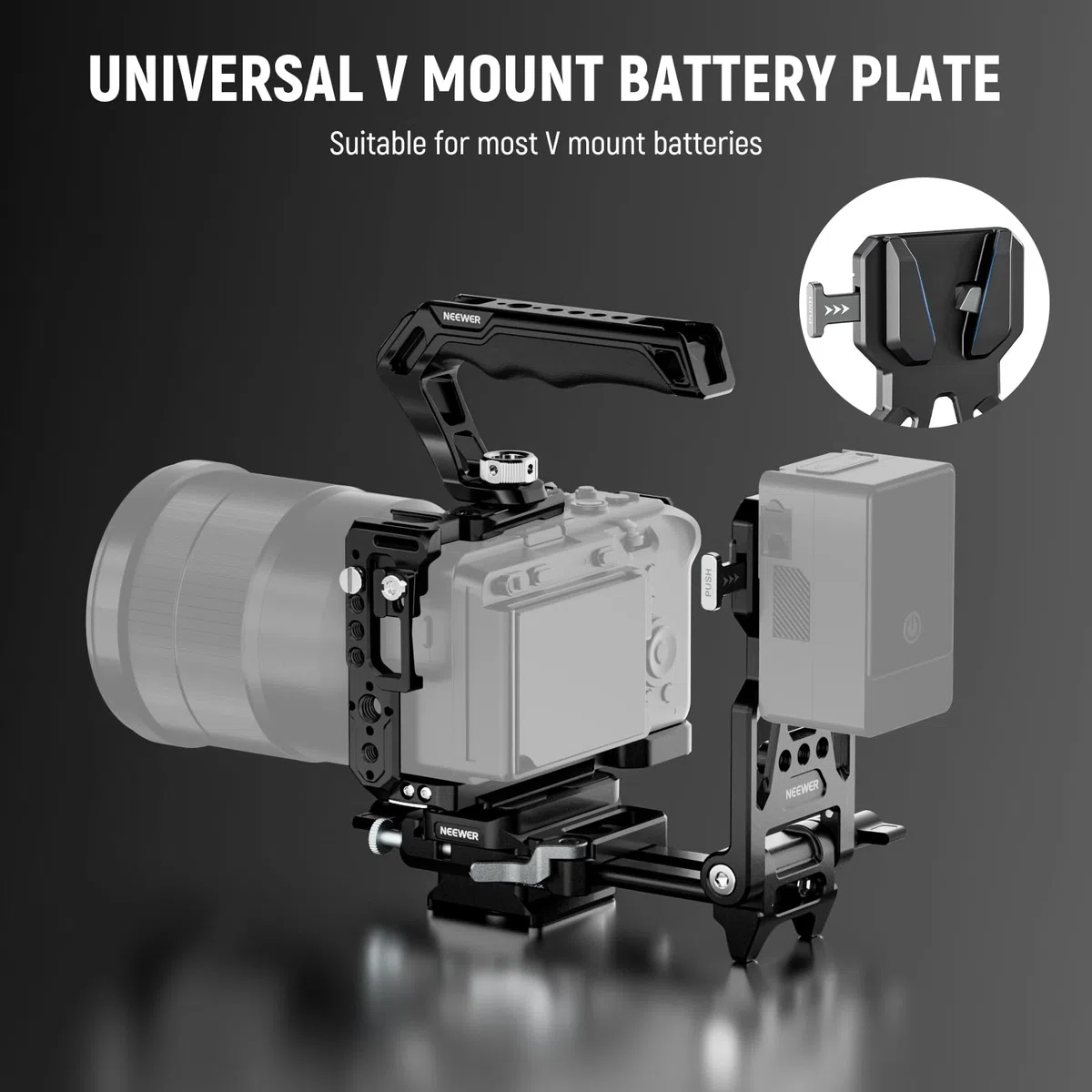 NEEWER CA011 FX3/FX30 Kamera Cage Set Kompatibel mit Sony FX3 FX30 DJI RS4 RS3 RS2, Video Rig Stabilizer mit CA007 Top Handle 3/8" Schraube für PS015 Pro Arca Type V Mount Battery Plate
