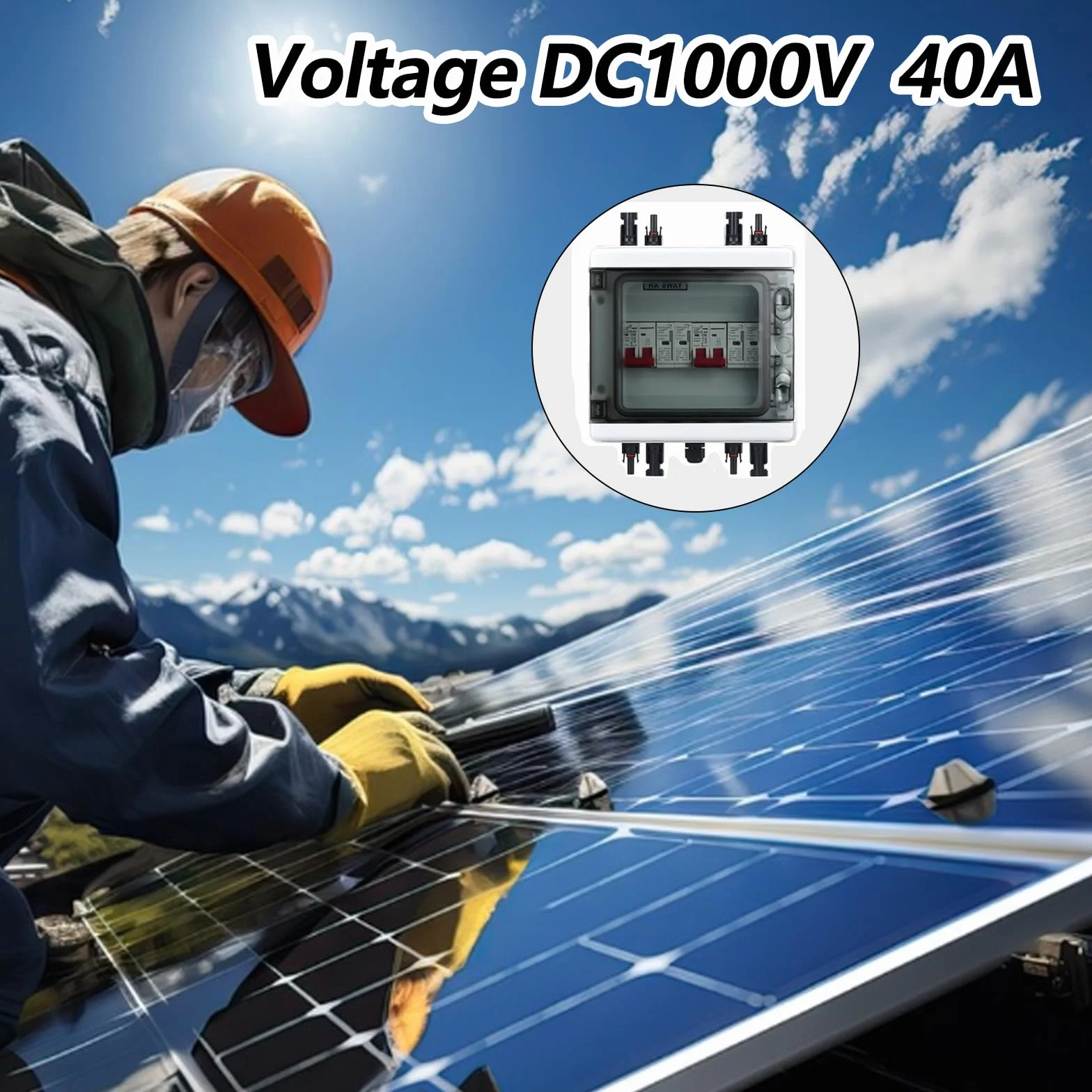 Überspannungsschutz PV, 2 in 2 out DC Trennschalter Blitzschutz Leitungsschutzschalter 2 String 1000V DC 40A 20-40KA Generatoranschlusskasten IP65 Wasserdicht Solar Anschlusskasten für Photovoltaik