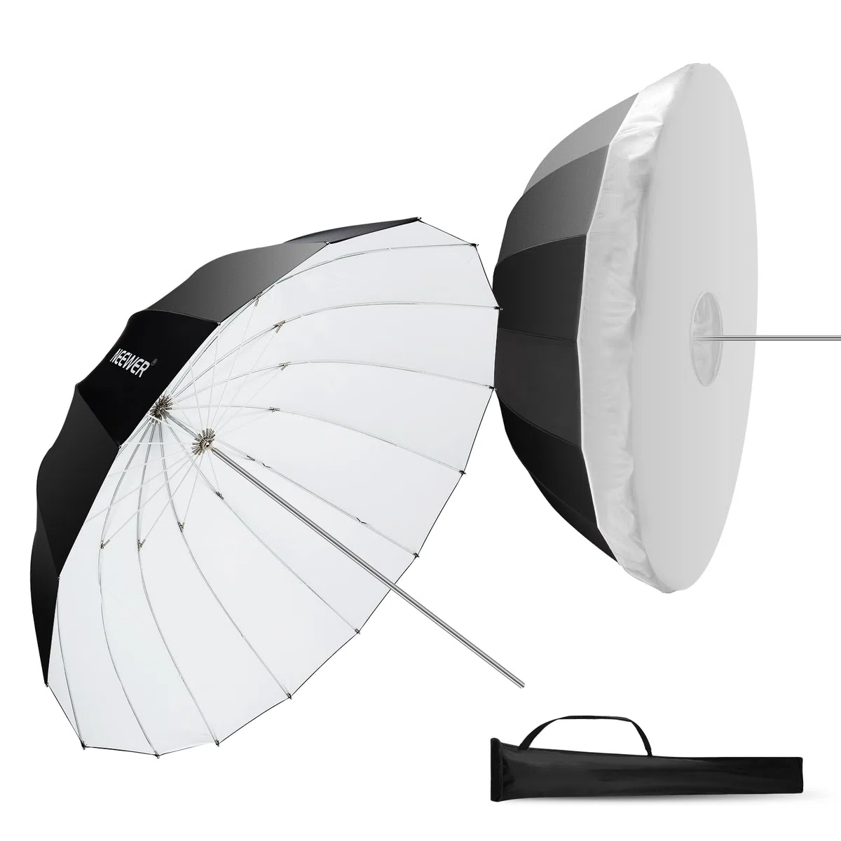 NEEWER 130cm Parabolischer Reflexschirm Studioschirm Fotografie, Regenschirm mit weißer Innenseite, weiche Beleuchtung mit Diffusor Abdeckung, Tasche, schnell zusammenklappbar für Kamera Video, NS2U
