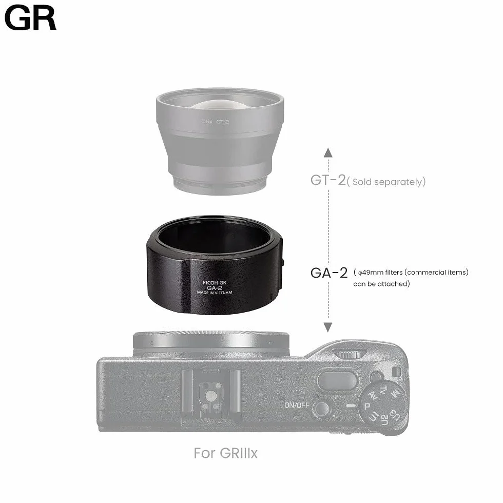 Ricoh GA-2 [Kompatible Modelle: RICOH GR IIIx] [Adapter Wird verwendet, wenn der Teleobjektivvorsatz GT-2 angebracht ist] [Zur Verwendung von 49-mm-Filter oder Vorsätzen], 37826