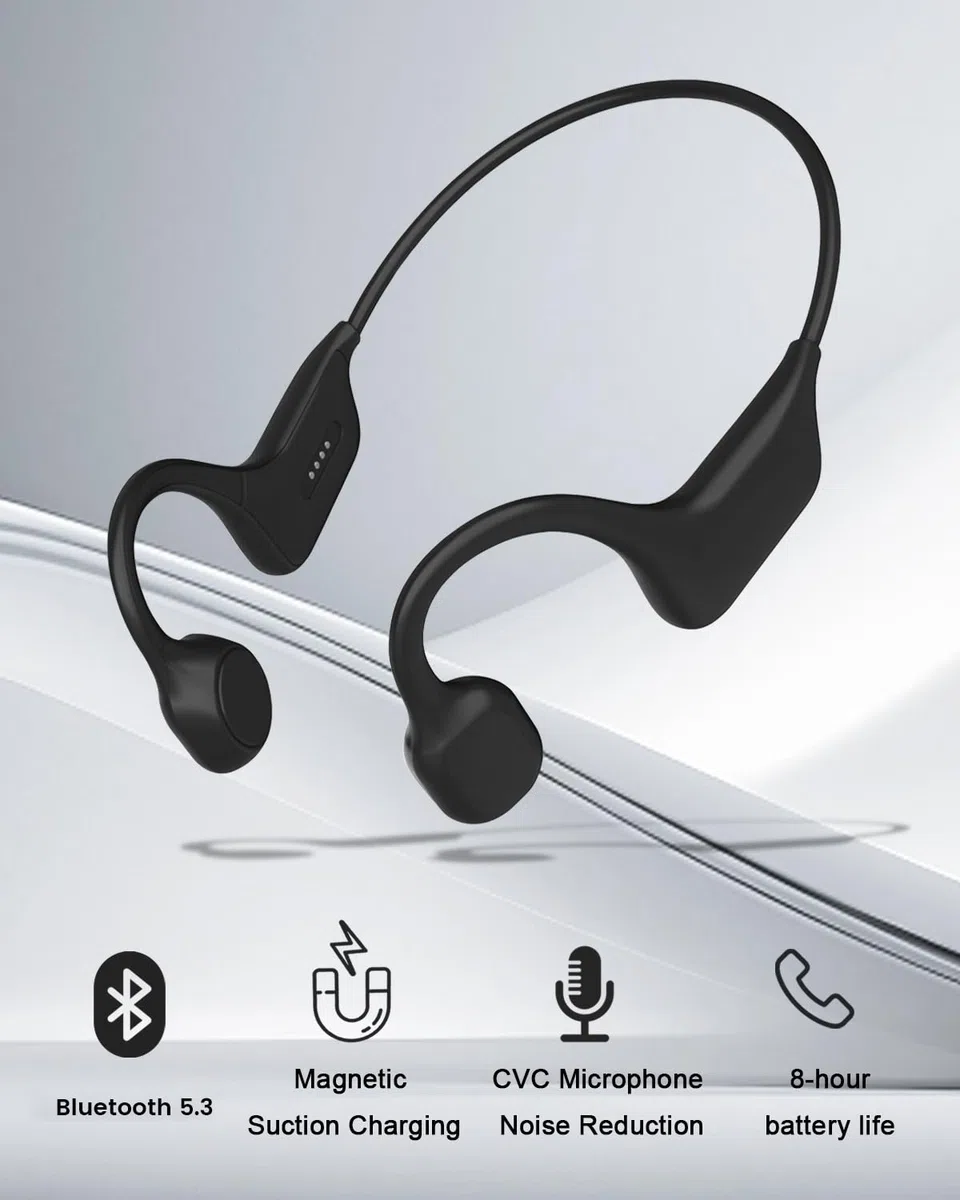 SANOTO Knochenschall Kopfhörer | Open Ear Bluetooth 5.3 Kopfhörer Sport Bone Conduction Kabellos IPX7 wasserdichte Schweißfeste Sportkopfhörer Fahrrad Radfahren