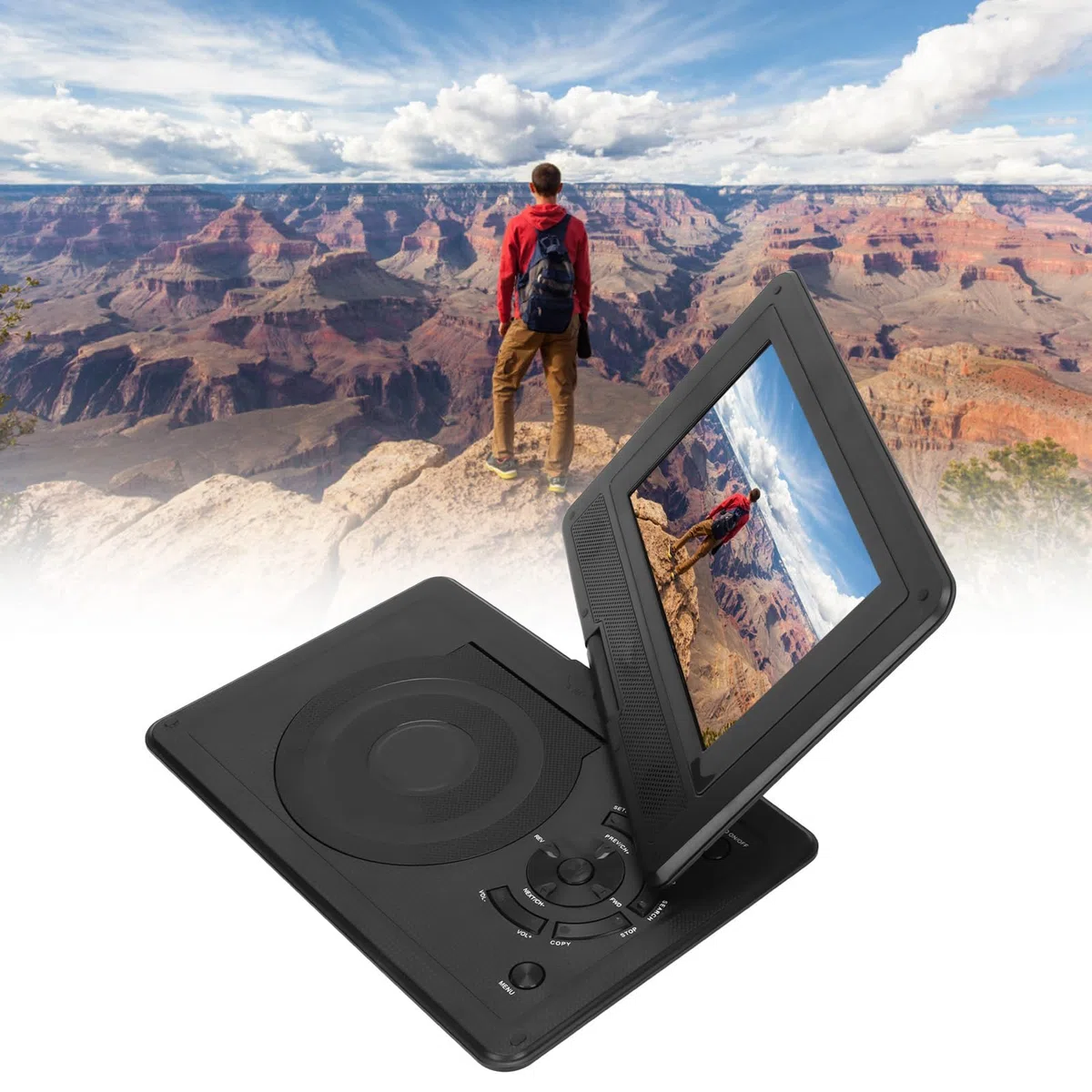 Tragbarer 8,5 Zoll DVD Player mit Großem Bildschirm, USB/SD Karte & AV Eingang/Ausgang, integrierter Kartenleser, Unterstützung PAL/NTSC/SECAM, 1500mAh