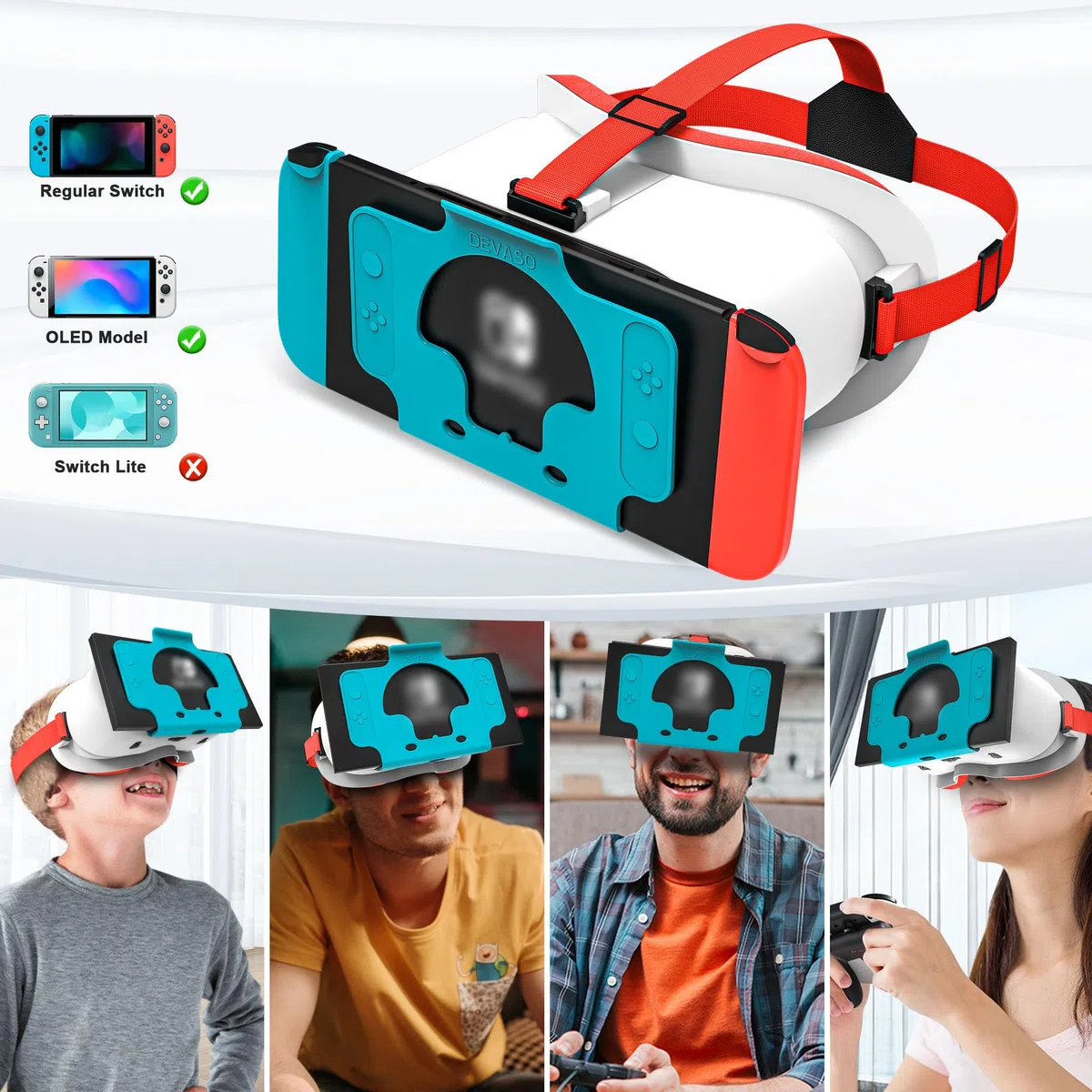 VR-Headset für Nintendo Switch & OLED-Modell, verbessern Sie Ihre Switch 1/OLED VR-Spiele mit Virtual Reality 3D-Brille, verstellbaren HD-Objektiven und bequemem Kopfband, coole Brillen für Kinder