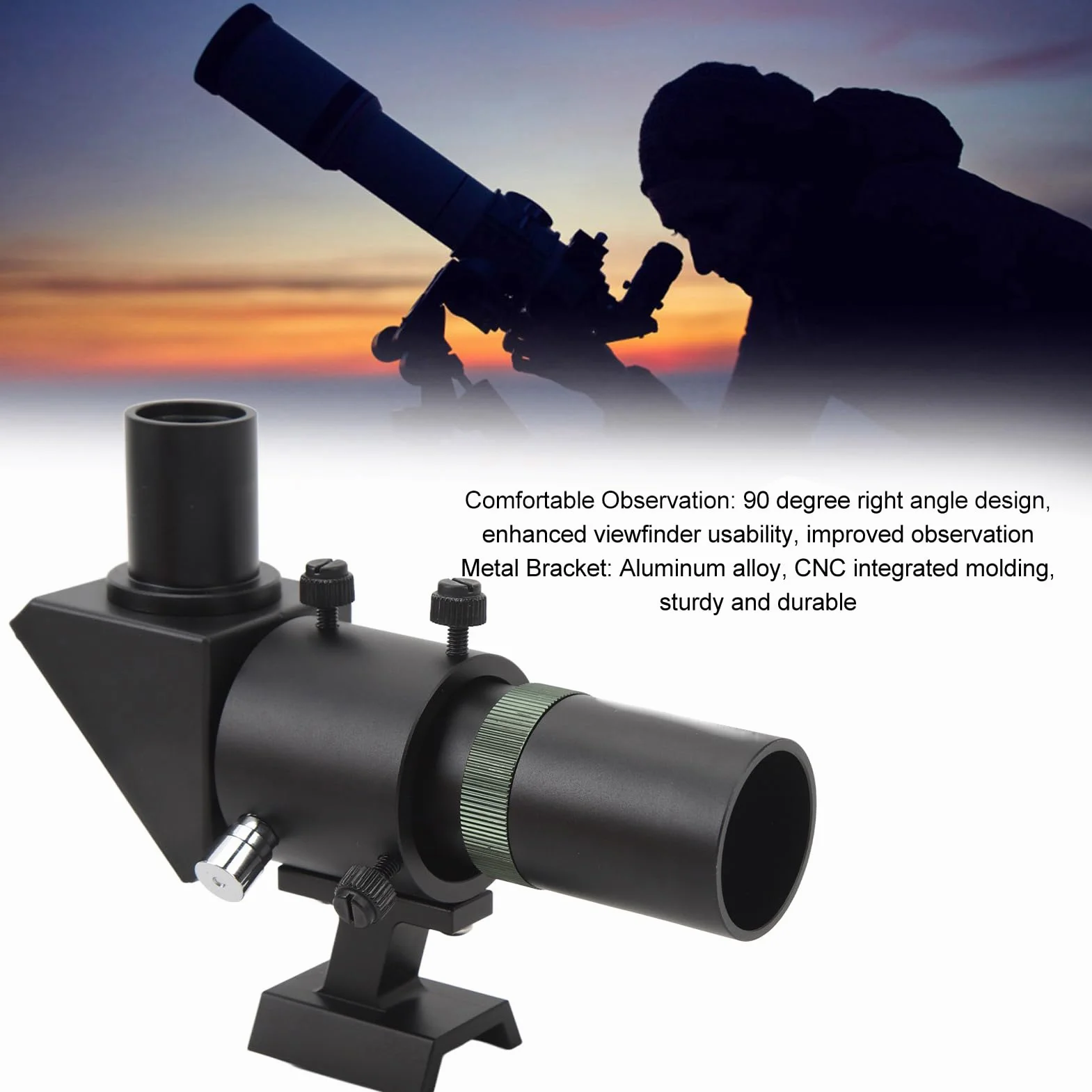 6X30 Sucherfernrohr für Astronomie Teleskope, Rechtwinkliger Optischer Sucher FMC Mehrschichtbeschichtung mit Fadenkreuz und Halterung, Rechtwinkliger Optischer Sucher mit