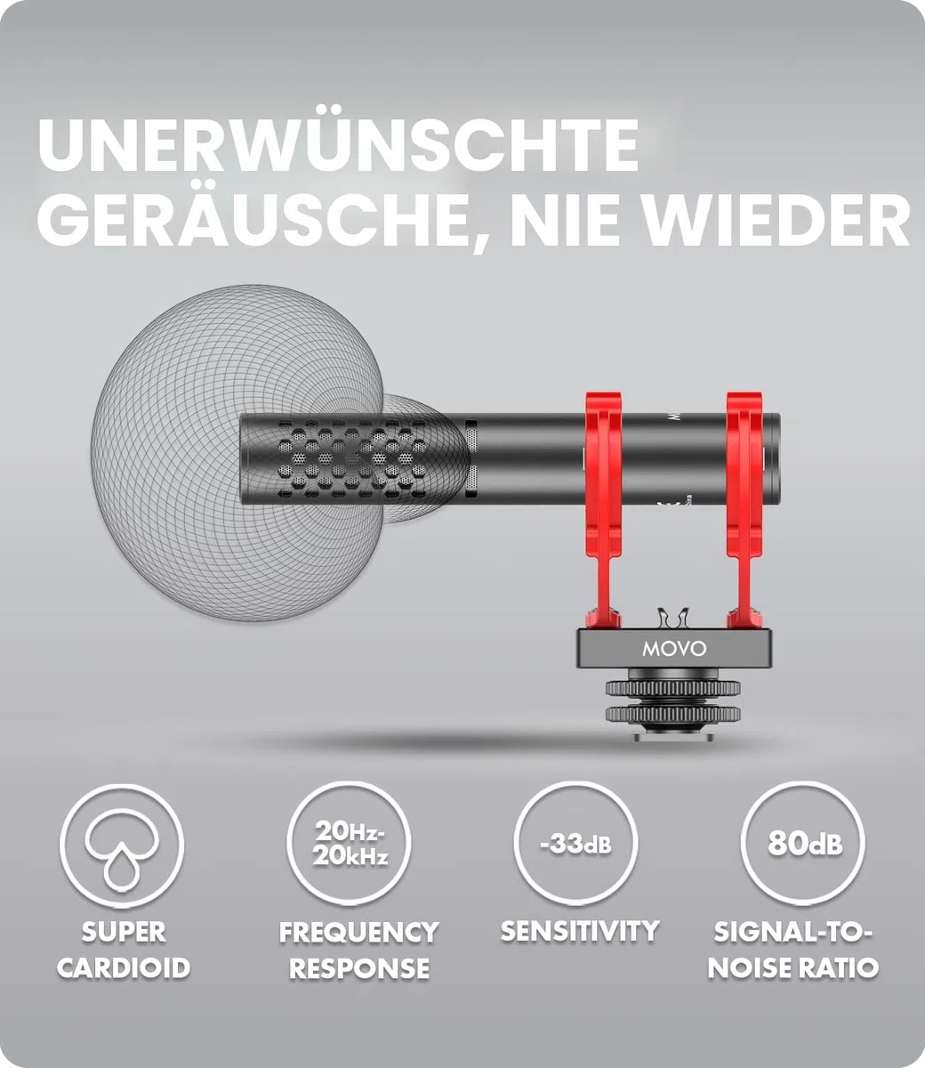Movo X1-Mini Video Shotgun Mikrofon für Kamera Superniere 3,5 mm/USB-C Analog/Digital Kameramikrofon für DSLR, iPhone und Android Smartphones, Computer - Kompatibel mit Canon EOS, Nikon, Sony