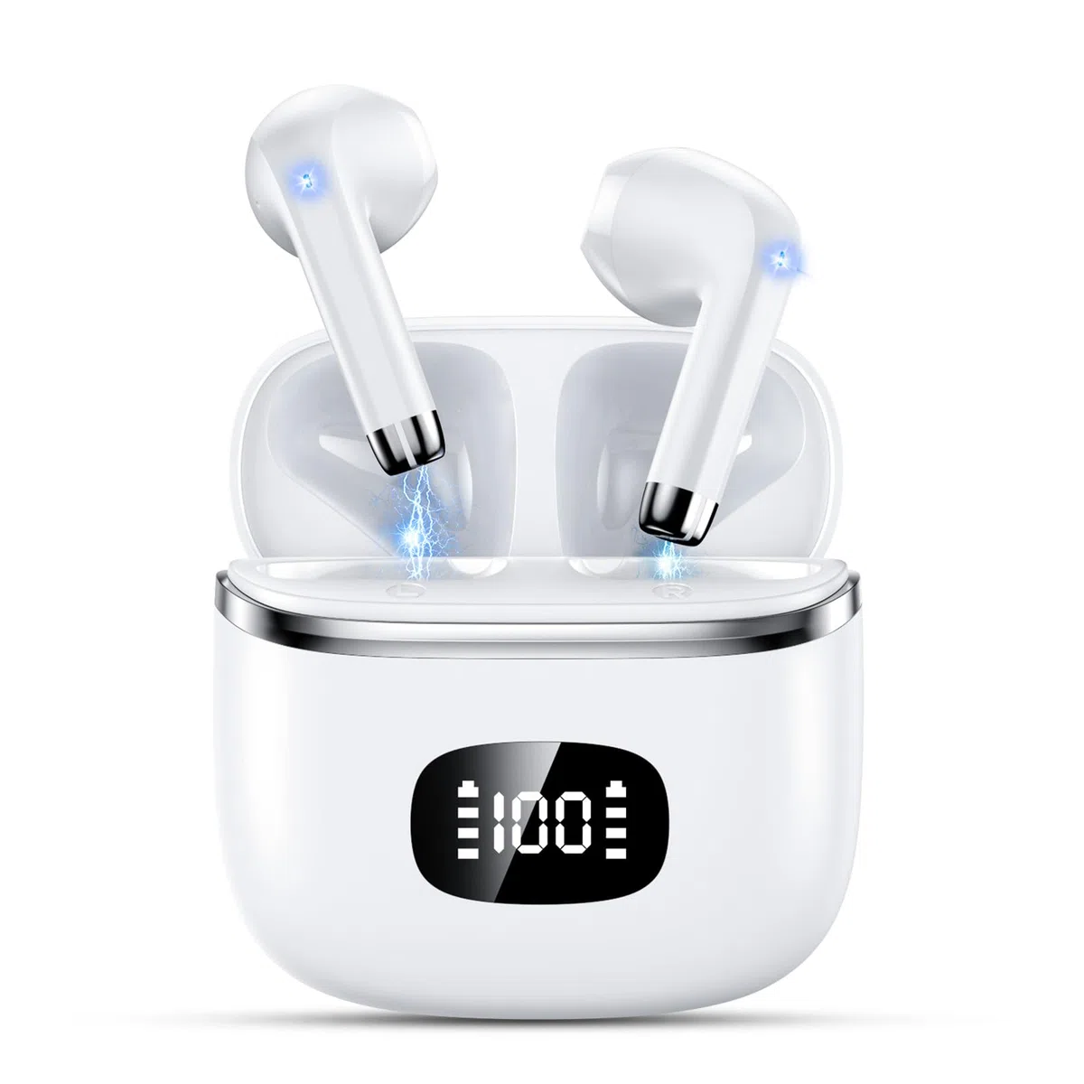Bluetooth Kopfhörer, 2026 Neu In Ear Kopfhörer Kabellos Bluetooth 5.3 mit 4 ENC Mic, HiFi Stereo Noise Cancelling Wireless Earbuds, 40H Spielzeit LED-Anzeige, IP7 Wasserdicht Sport Ohrhörer USB-C Weiß