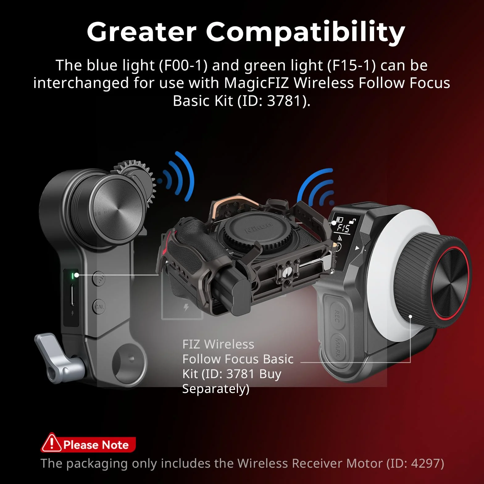 SMALLRIG Wireless Receiver Motor, 4,3 kgf.cm Spitzendrehmoment, unterstützt PD- und QC-Schnellladen, geringe Latenz und präzise Steuerung Design, für DSLR- und Cine-Objektive – 4297