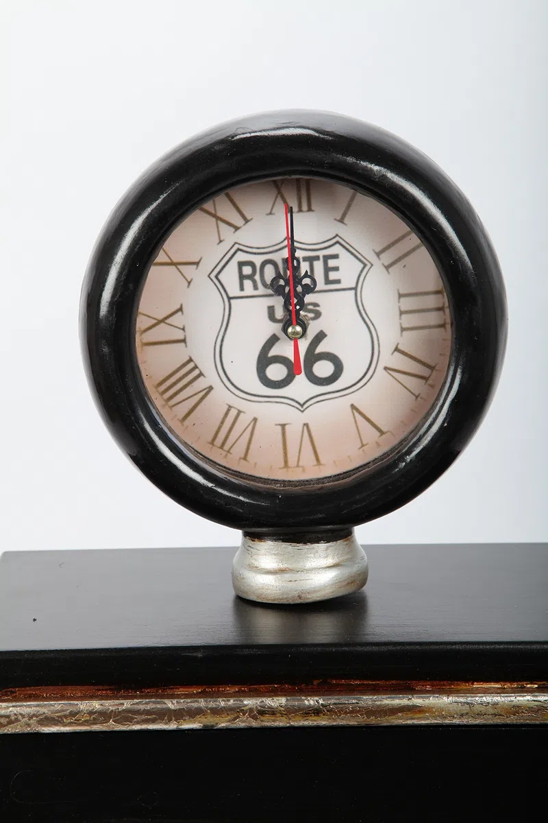 Design-Schrank Zapfsäule mit Uhr, Retro, schwarz, 102cm