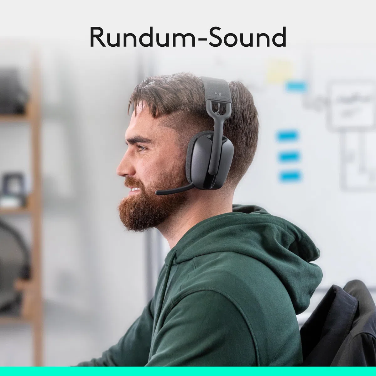 Logitech Zone Vibe 100 Leichte, kabellose Over-Ear-Kopfhörer mit geräuschunterdrückendem Mikrofon, Multipoint Bluetooth-Headset, Funktioniert mit Teams, Google Meet, Zoom, Mac/PC - Graphit