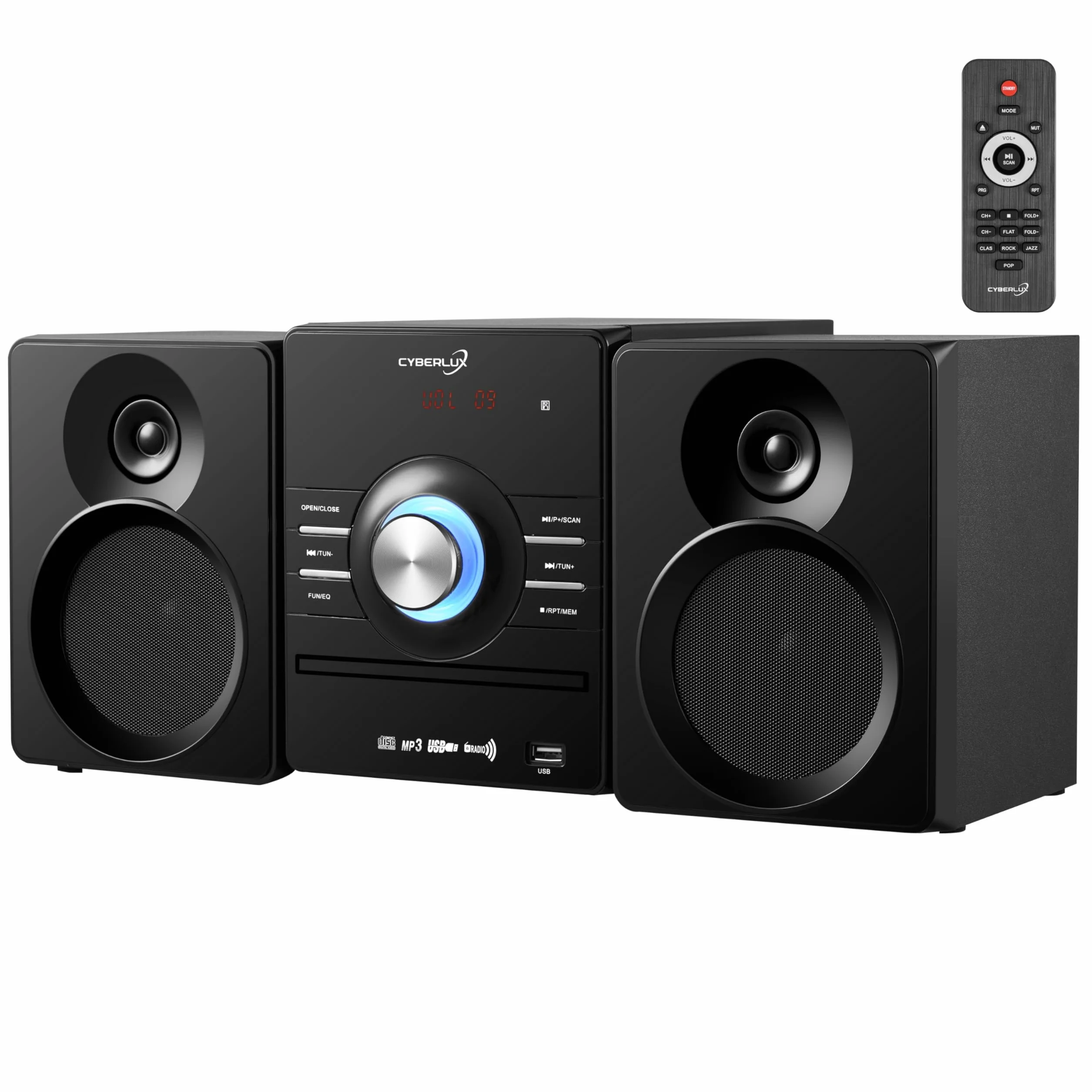 Mini HiFi Anlage mit CD Player Bluetooth Lautsprechern USB AUX FM Radio LED-Display