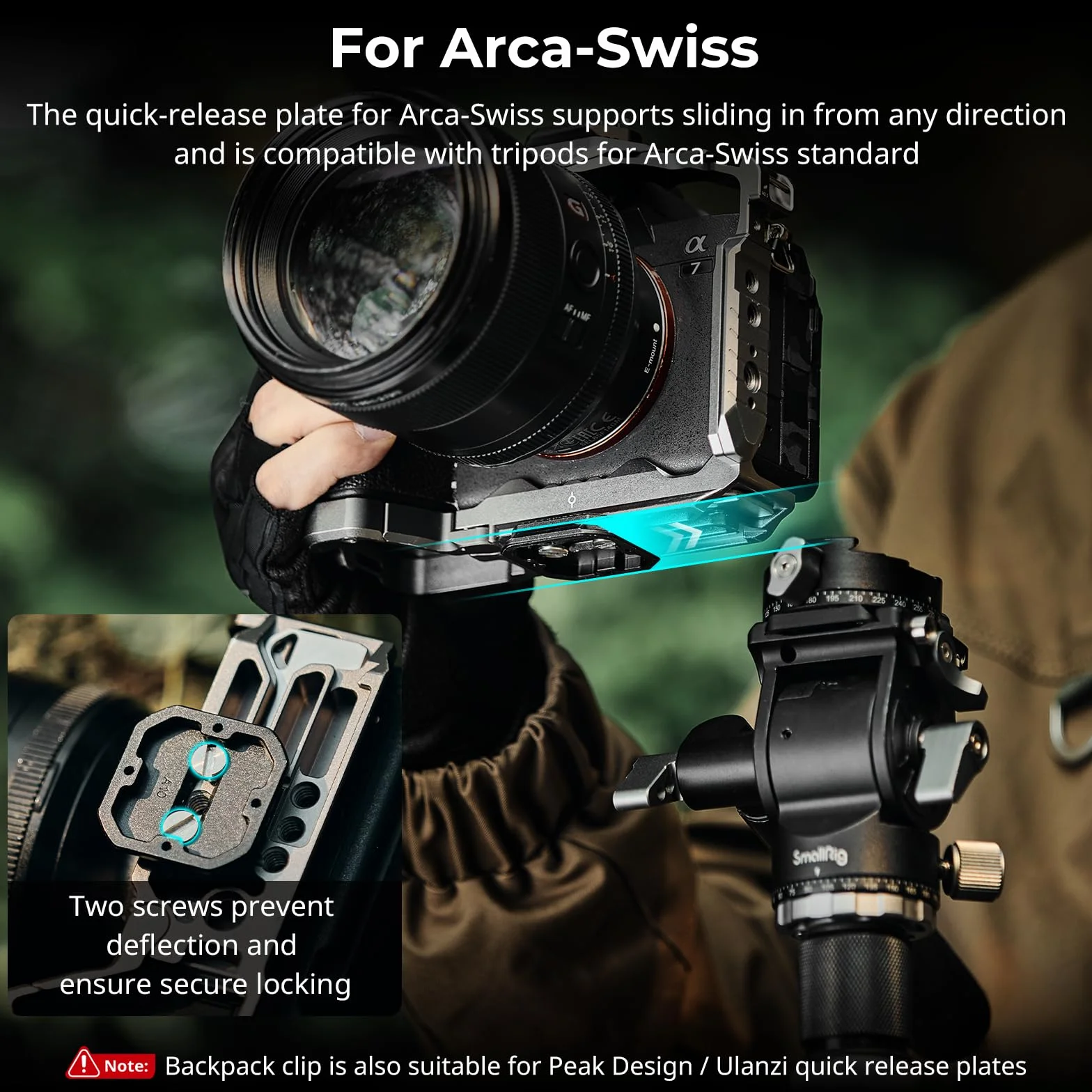 SMALLRIG Kameraclip mit Platte Schnellwechselsystem für Sony Nikon Fujifilm DSLR Actionkamera Rucksackgurt Clip Kit Arca Swiss 5053