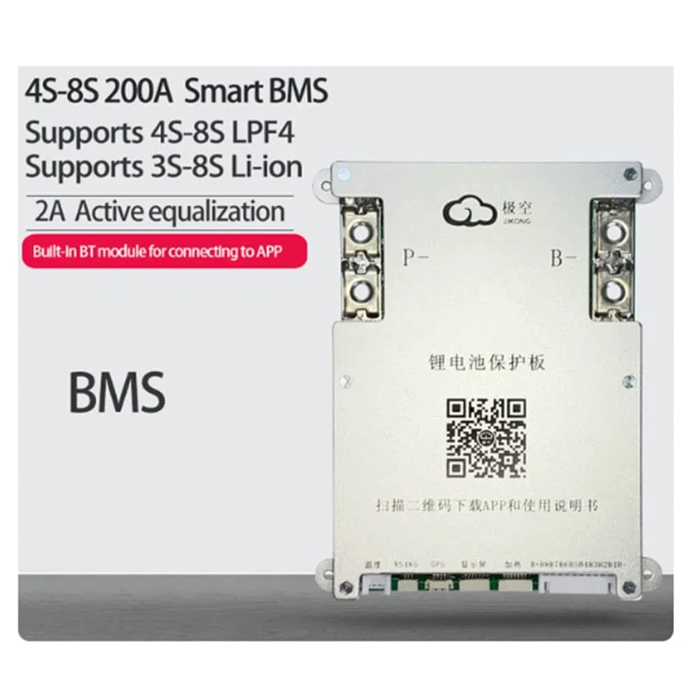 JK BMS 4S 5S 6S 7S 8S 200A Smart BMS 2A Active Balance Energieübertragung Smart BMS Eingebaute Bluetooth APP Unterstützung LCD 12V 24V 3S (B)