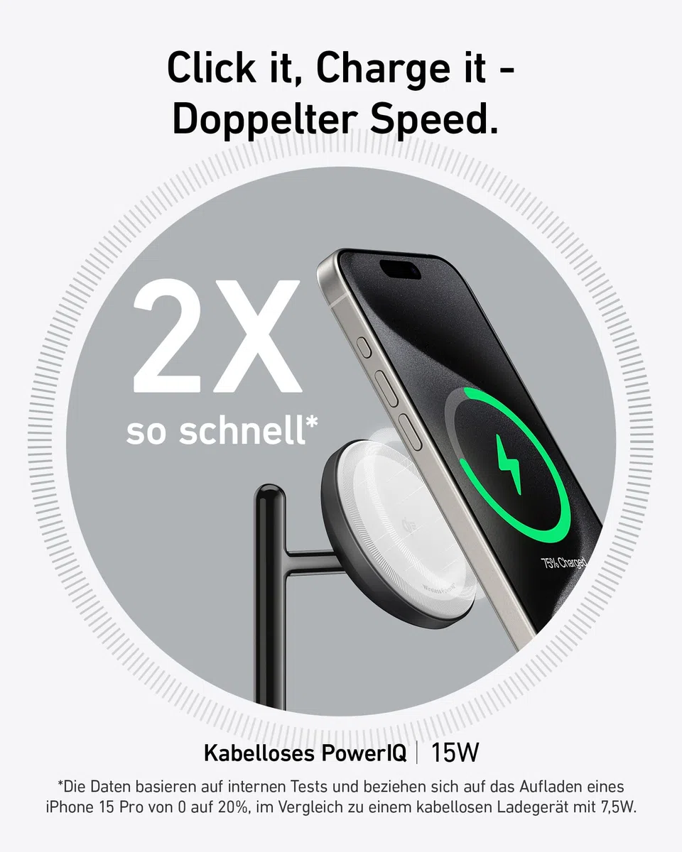 Anker MagGo 3-in-1 Kabellose Ladestation, 15W kabelloser Ladeständer, MagSafe-kompatibel, Qi2-zertifiziert, für iPhone 17/16/15/14 Serie, AirPods Pro, Apple Watch Ultra (Mit USB-C Netzteil und Kabel)