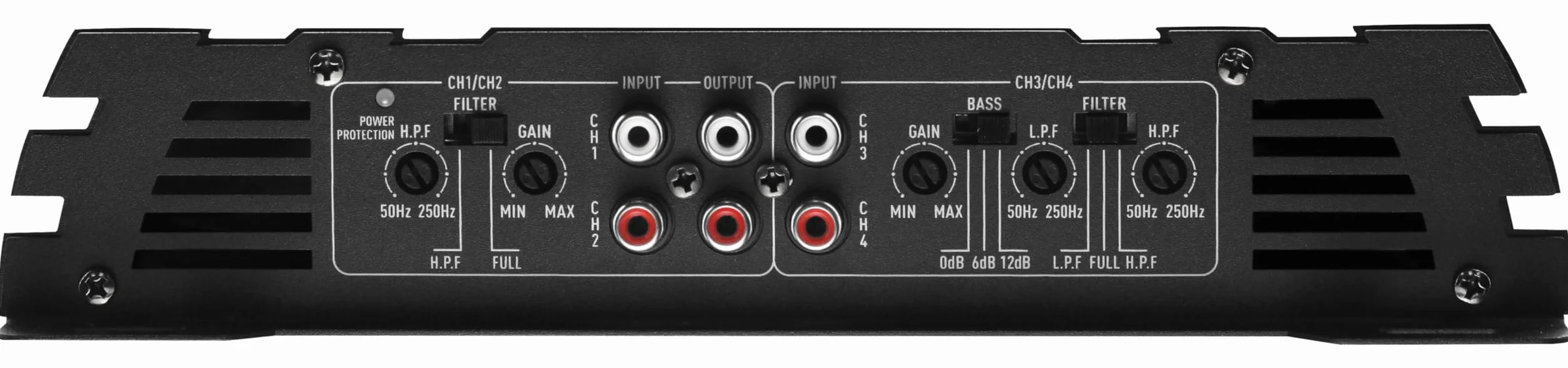 Crunch GPX-1000.4 4-Kanal Auto-Verstärker – Class A/B Endstufe mit 4x125W RMS @2 Ohm, 2x250W gebrückt @4 Ohm – Bass Boost, HPF/LPF Filter, Cinch, 12V Car Hifi Amplifier