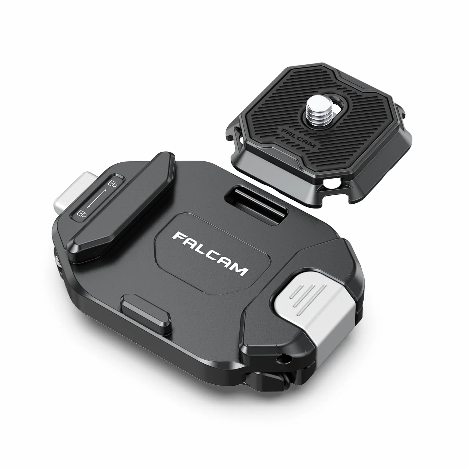 FALCAM F38 Kamera Clip V2 mit Platte Schnellwechselsystem, Kamera Gurt Halterung Rucksack mit 1/4" bis 3/8" Schraubgewinde, Arca-Swiss-kompatibel, Universal-Montagebasisadapter für Schultergurt