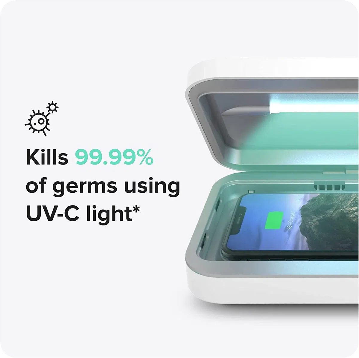 PhoneSoap 3 - UV-Handy-Reiniger und Dual-Universal-Handy-Ladegerät | Patentierter und klinisch erprobter UV-Sanitizer | Reinigt und lädt alle Telefone - Weiß