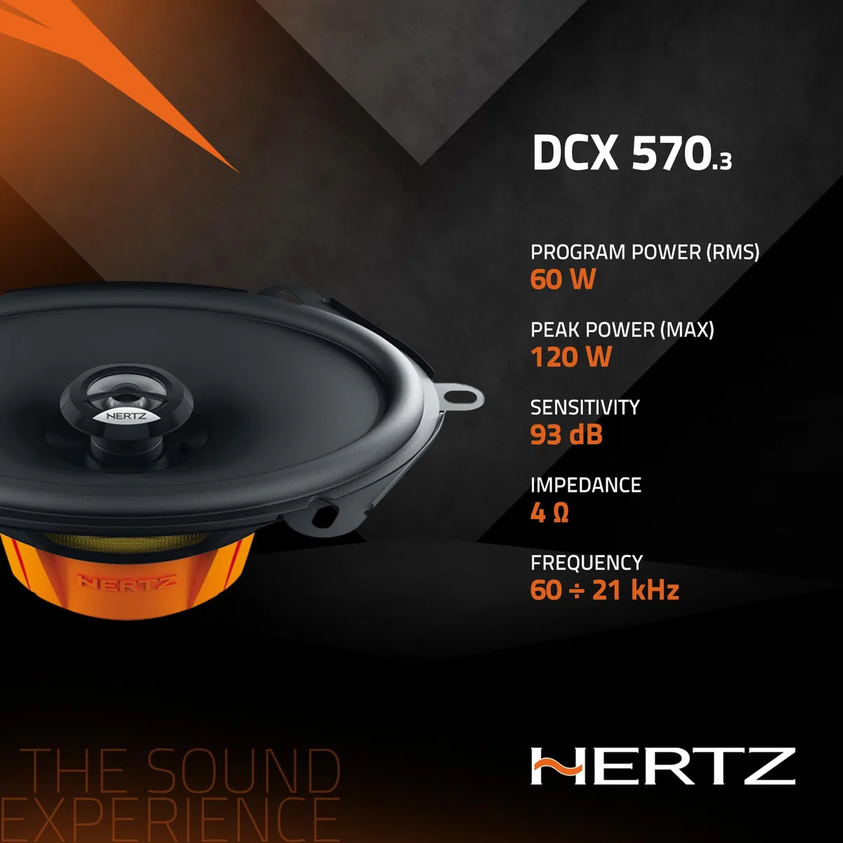 Hertz DCX 570 Paar 2-Wege-Koaxiallautsprecher 5x7, 120 W | wasserabweisendes Presspapier, PEI-Hochtöner 15 mm, 60 W RMS, 4 Ohm, 93 dB, 60-21000 Hz, Ferrit-Magnet, Einbautiefe 59 mm