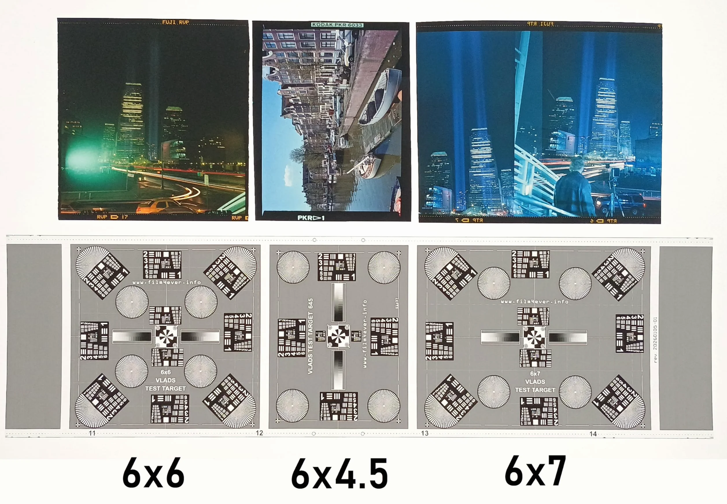 35mm und 645+6x6+6x7 Vlads Focus Checker Hochauflösende Kalibrierungszieldiagramme für Kamera-Scanning. Nutzen Sie Ihre Objektivschärfe und Auflösung voll aus. Zwei Diagramme Combo (35+645+66+67)