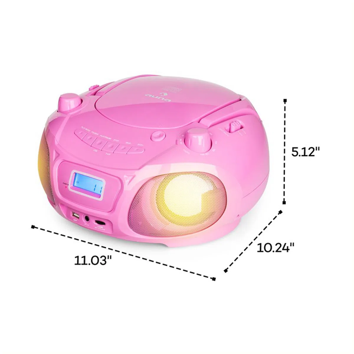 Auna Tragbarer Radio für Kinder mit CD Player, Mikrofon und USB, 3 W Boombox mit Bluetooth Funktion, AUX/FM Radio Tragbar mit LED-Display, MP3, 5.0 Streaming, CD-Radio mit für Mädchen und Jungen