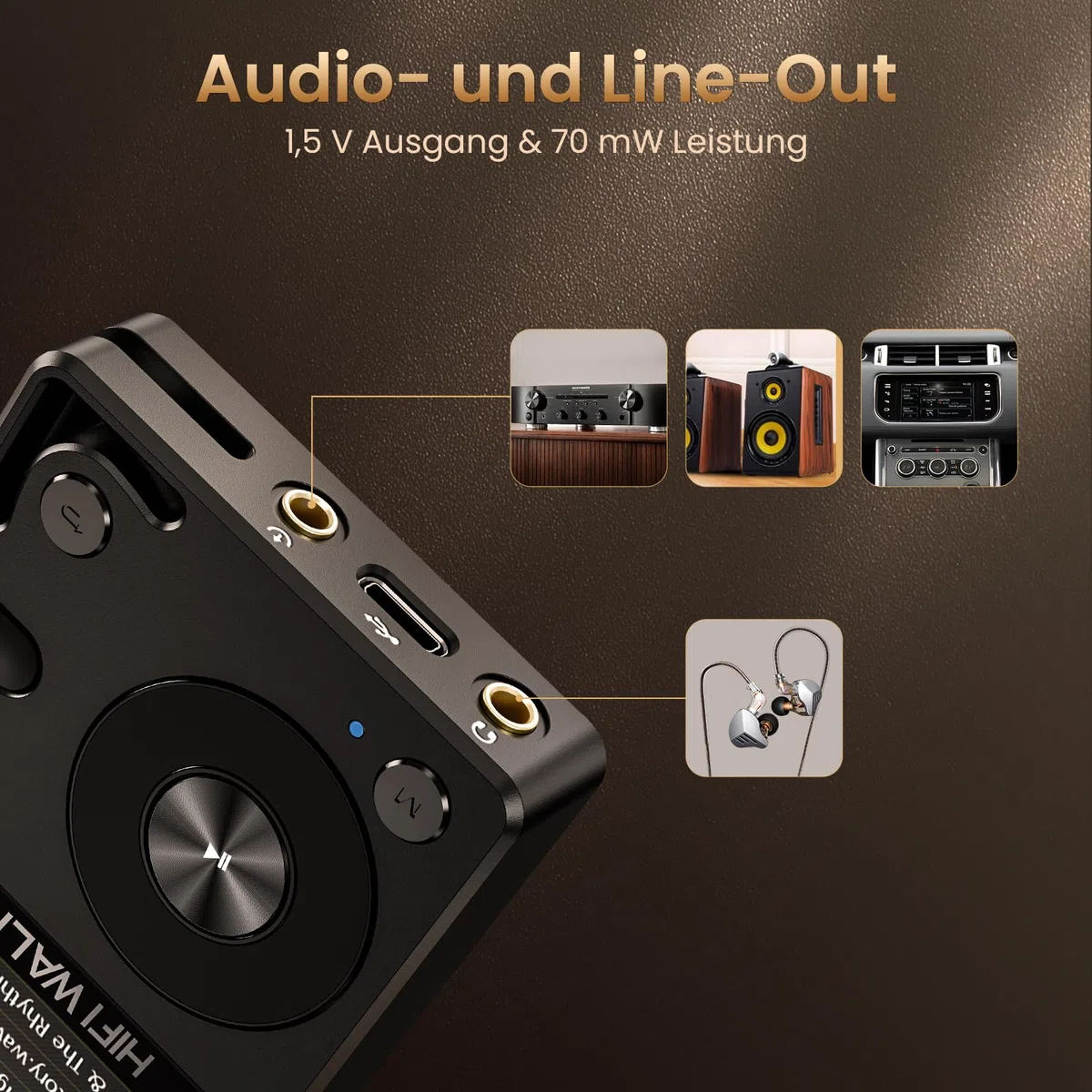 HIFI WALKER H2 MP3 Player mit Bluetooth 5.2, DSD DAC Hi-Res FLAC Verlustfreier Musikplayer, Tragbarer Digitaler Audioplayer 64GB Speicher erweiterbar bis 512 GB