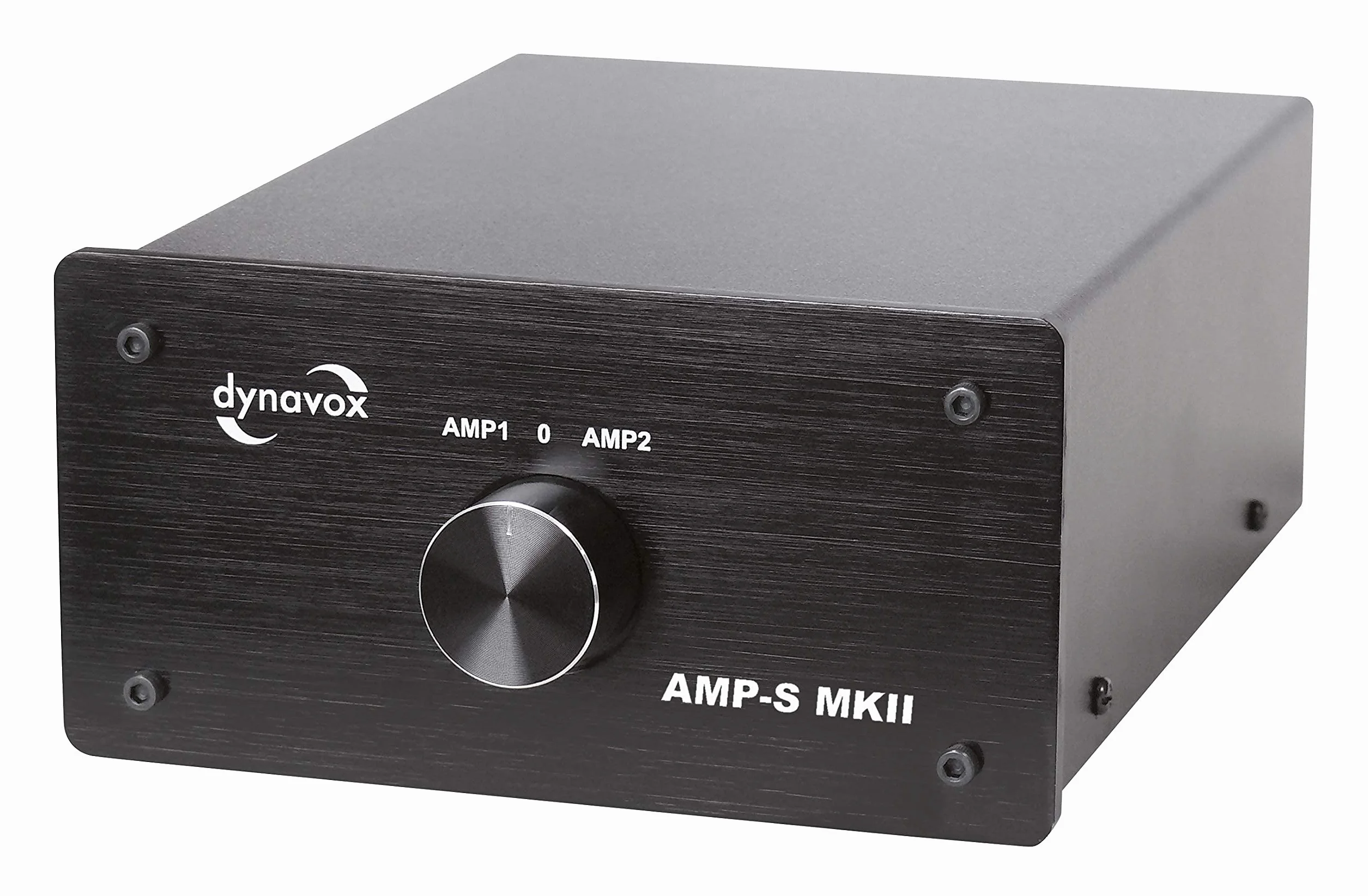 Dynavox AMP-S MKII, Verstärker- und Boxen-Umschalter in Metallgehäuse, für Stereo- und Surround-Verstärker, Verbindung über Bananenstecker oder Klemmanschluss, Schwarz