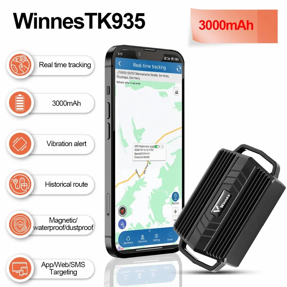 4G GPS Tracker für Rinder, Echtzeit Tracking, 3000 mAh, Anti Verlust GPS Halsband, Geofence, 180 Tage historische Bewegungsdaten, für Rinder, Schafe, Pferde, Kamele für die Farmverwaltung TK935
