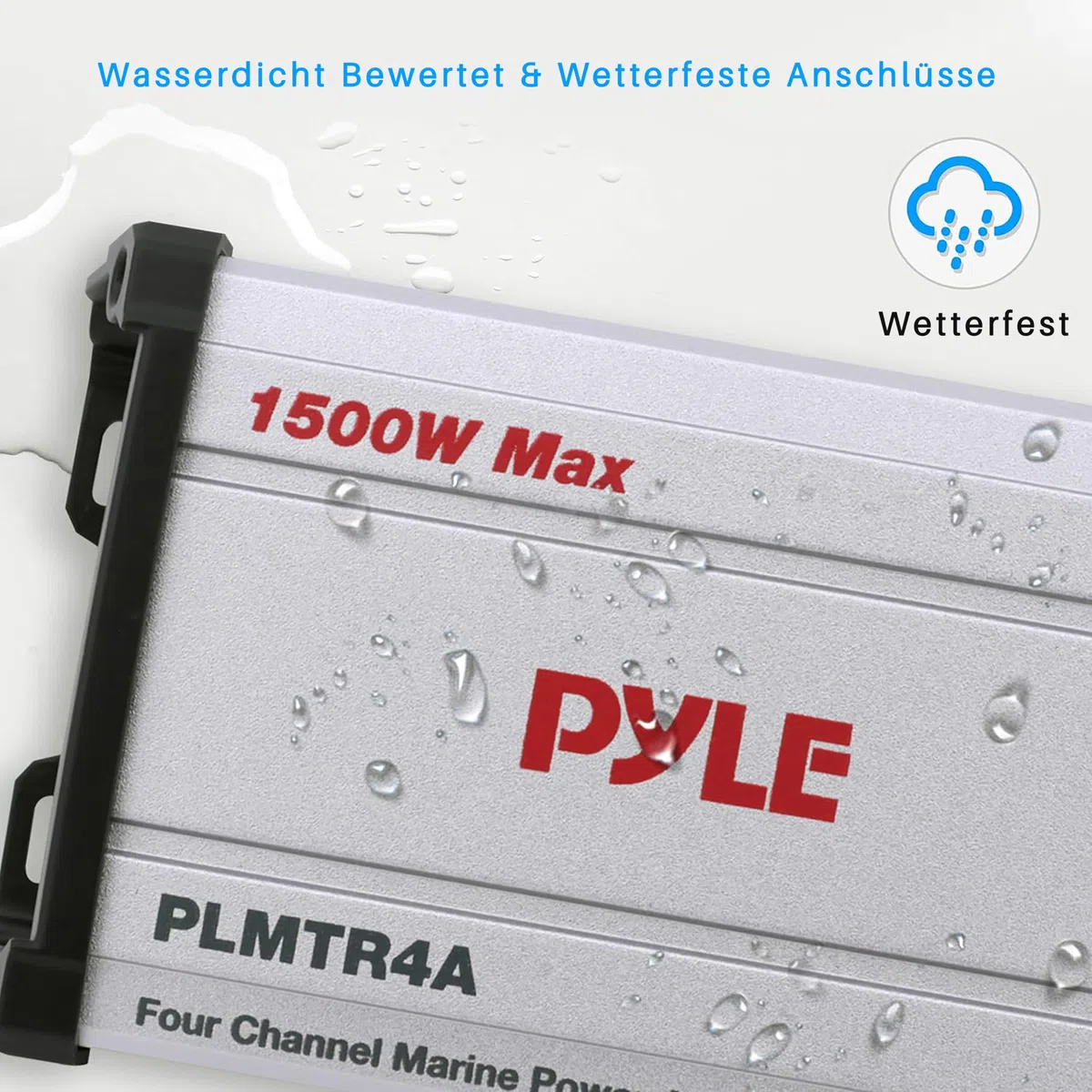 Pyle 4-Channel Marine Amplifier Receiver - Waterproof and Weatherproof Audio Subwoofer for Boat Stereo Speaker & Other Watercraft - 1200 Watt Power, Wired RCA, AUX and MP3 Audio Input Cable - PLMTR4A