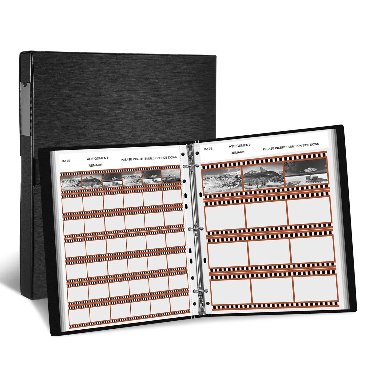 Feifeiya Aufbewahrungsbox-Set für säurefreie Folien, Archivierung, 3-Ring-Folie, Negativbinder, 50 Stück, negative Seiten für 120 Film- und 135 35-mm-Filmblätter, Negativhüllen zum Organisieren von