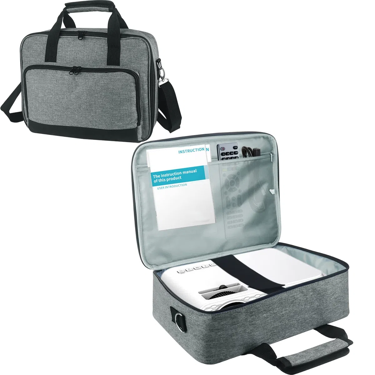 Boczif Projektortasche, tragbare Aufbewahrungs-Reisetasche mit Laptopfach & verstellbarem Schultergurt für Mini-Projektor und Zubehör