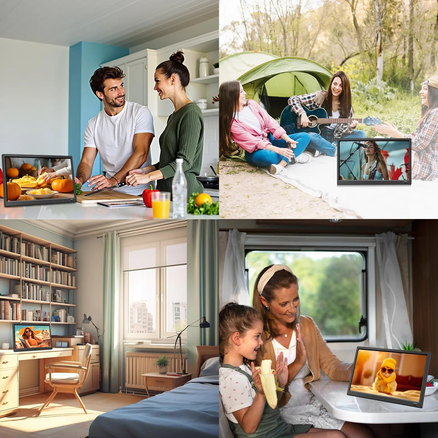 KCR 15,6-Zoll Digital TV, DVB-T2 Tuner, mit Netzkabel und 12 Volt Ladekabel, AV Eingang, HDMI Eingang, USB Slot, Fernbedienung, Tv Freeview
