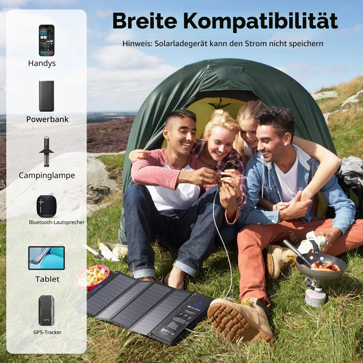 BigBlue 28W Tragbar Solarladegerät mit 3 USB-Anschlüssen(4,8A insgesamt), IP44 Wasserdicht Solarpanel, Faltbar, Ideal für Outdoor Aktivitäten, für Wiederaufladen Powerbank-iPhone Android GoPro