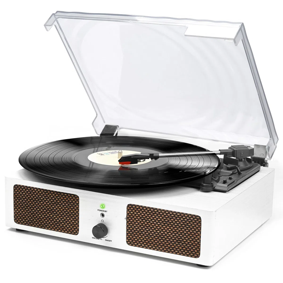Udreamer Schallplattenspieler, Plattenspieler mit integrierten Lautsprechern und Bluetooth Riemenantrieb, Vintage-Phonograph mit 3 Geschwindigkeiten für Musikgenuss und Heimdekoration Weiß
