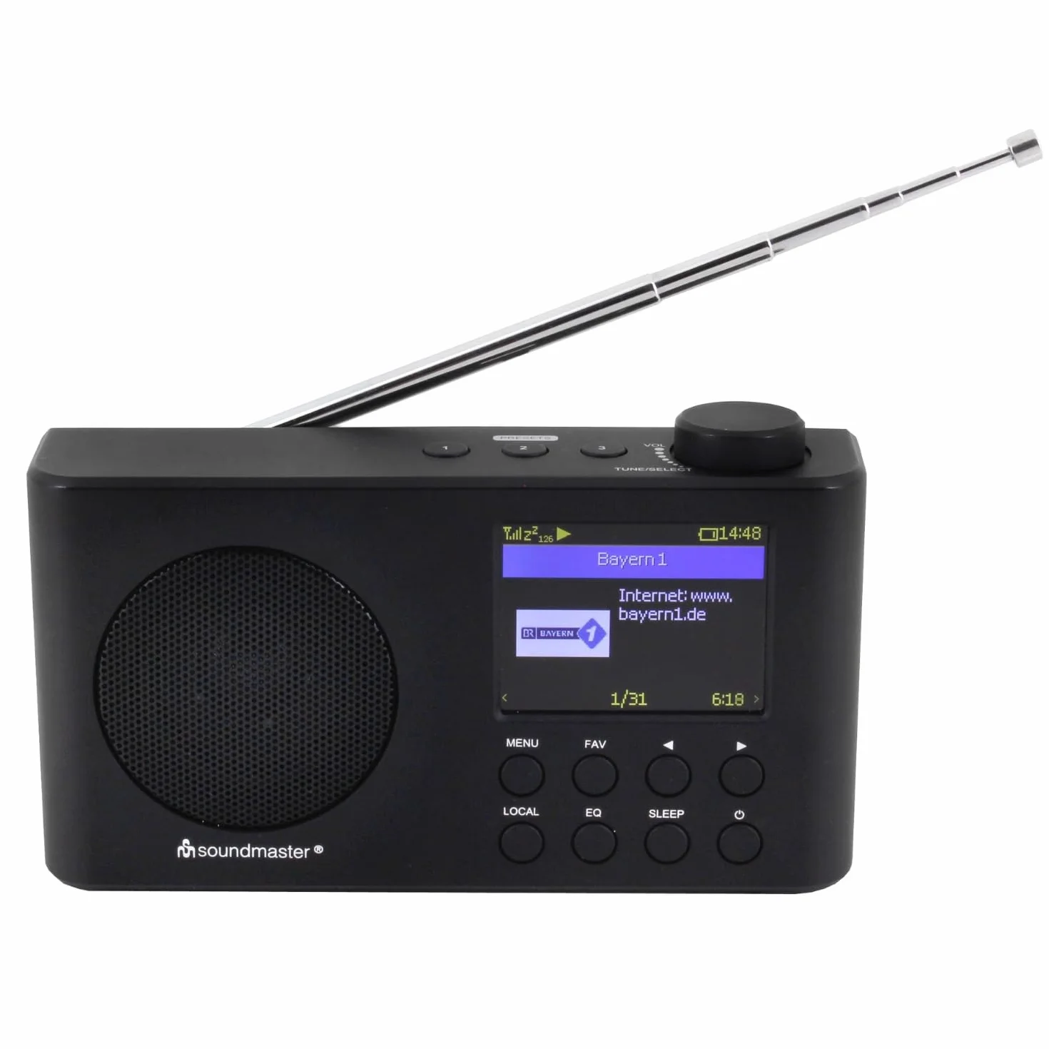 Soundmaster IR6500SW Internetradio DAB+ UKW Radio Bluetooth UPnP Netzwerkplayer tragbares Radio mit Akku 2.200 mAh wiederaufladbar Farbdisplay