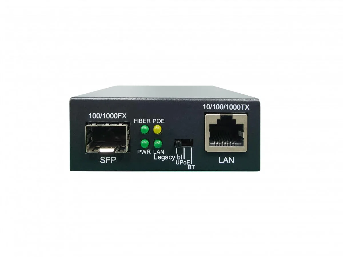 LevelOne GVT-2015 RJ45-zu-SFP-Gigabit-Medienkonverter, 802.3bt 60 W PoE PSE