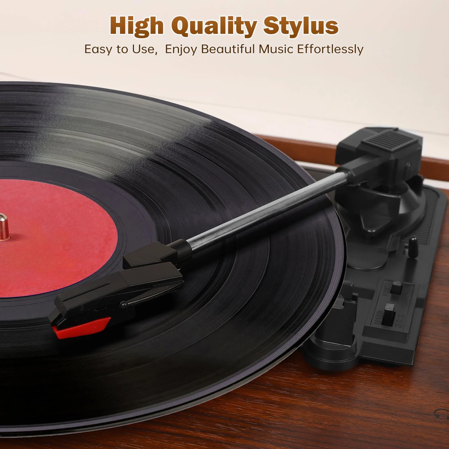 Plattenspieler, Bluetooth Schallplattenspieler Vinyl Plattenspieler Turntable und Digital Encoder mit 3-Gang 33/45/78 U/min Eingebauter 2 Stereo Lautsprecher Aux-In RCA,Kofferdesign (Braun)