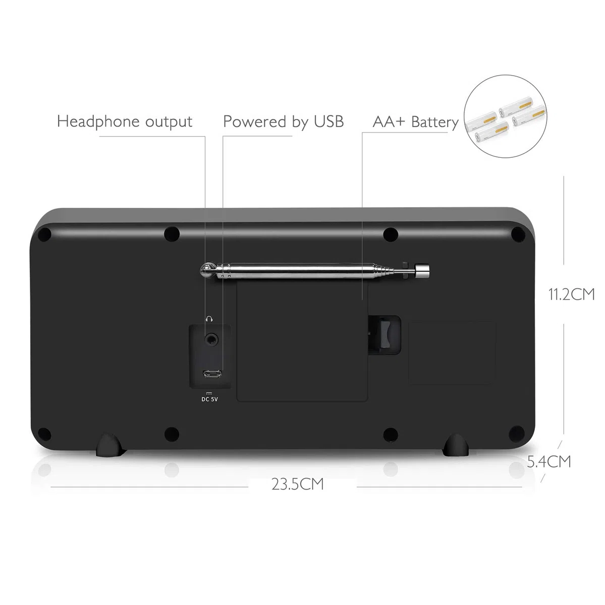 LEMEGA IR4S Stereo WiFi Internet Radio,Tragbares DAB/DAB+/FM Digitalradio,Spotify Connect,Bluetooth,Doppel Wecker,60 Voreinstellungen,Kopfhörer-Ausgang,Batteries und Netzstrom - Schwarzes Finish
