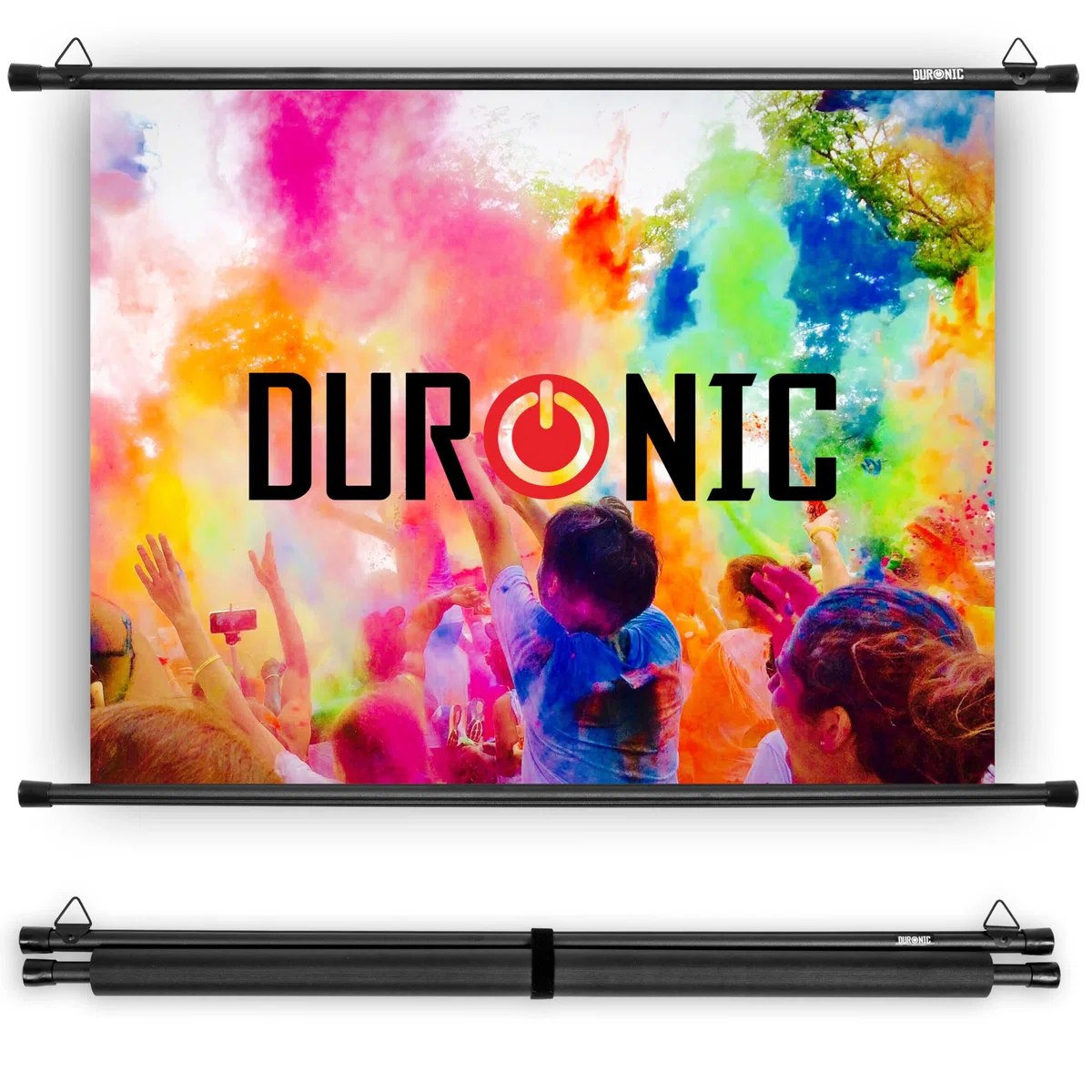 Duronic BPS40 Leinwand | 4:3 Hängeleinwand 40" Zoll 81 x 61 cm | Heimkino mit 4K Full HD 3D | Gain 1.0 | Projektionsleinwand für Wandmontage | Beamerleinwand für Büro Präsentationen, Schulen