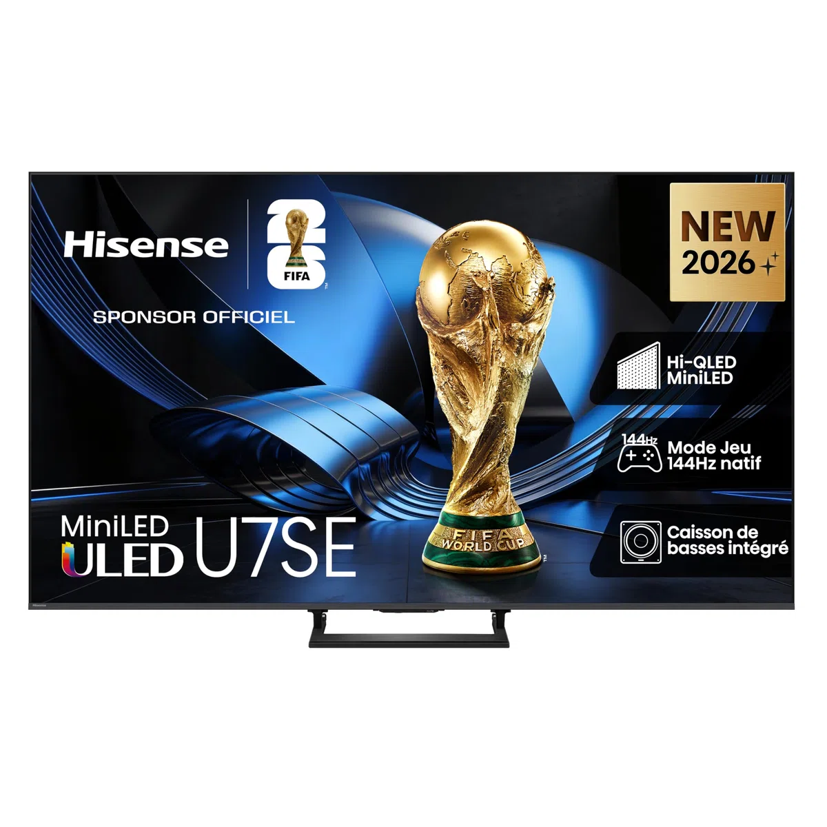 Hisense 65U7SE TV Mini LED 4K 65 Zoll (164 cm), Modell 2026, QLED, 144Hz, 1400 Nits, 260 Zonen, Slim Metal Design, 2.1 Subwoofer, VRR FreeSync Premium Pro