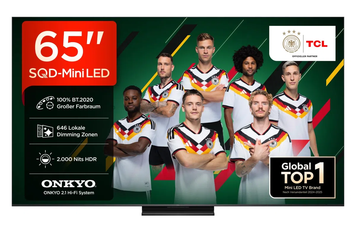 TCL 65Q7D PRO 65 Zoll 4K SQD-Mini LED TV, 100% BT.2020, 646 Local Dimming Zonen, 2.000 Nits HDR, Antireflexion, 144 Hz, Dolby Vision IQ & Dolby Atmos, Google TV
