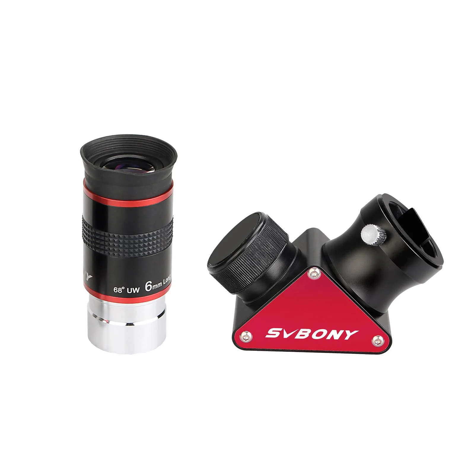 SVBONY Teleskop-Okular 68 Grad Ultra-Weitwinkel-Okular 6 mm und SV188P 90 Grad dielektrischer Spiegel Stern Diagonale, 3,2 cm, Teleskopzubehör für astronomische Teleskope Visual