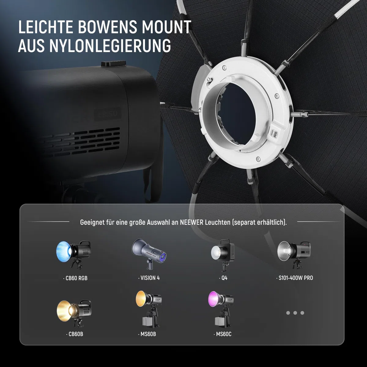 NEEWER 35,4'' Achteckige Octagonal Softbox, Quick Release Parabolic Softbox mit Bowens Mount, Gitter Tasche, kompatibel mit Aputure 120d, kompatibel mit Godox SL60w NEEWER Q4 AS600B CB300B Q300, NS92P