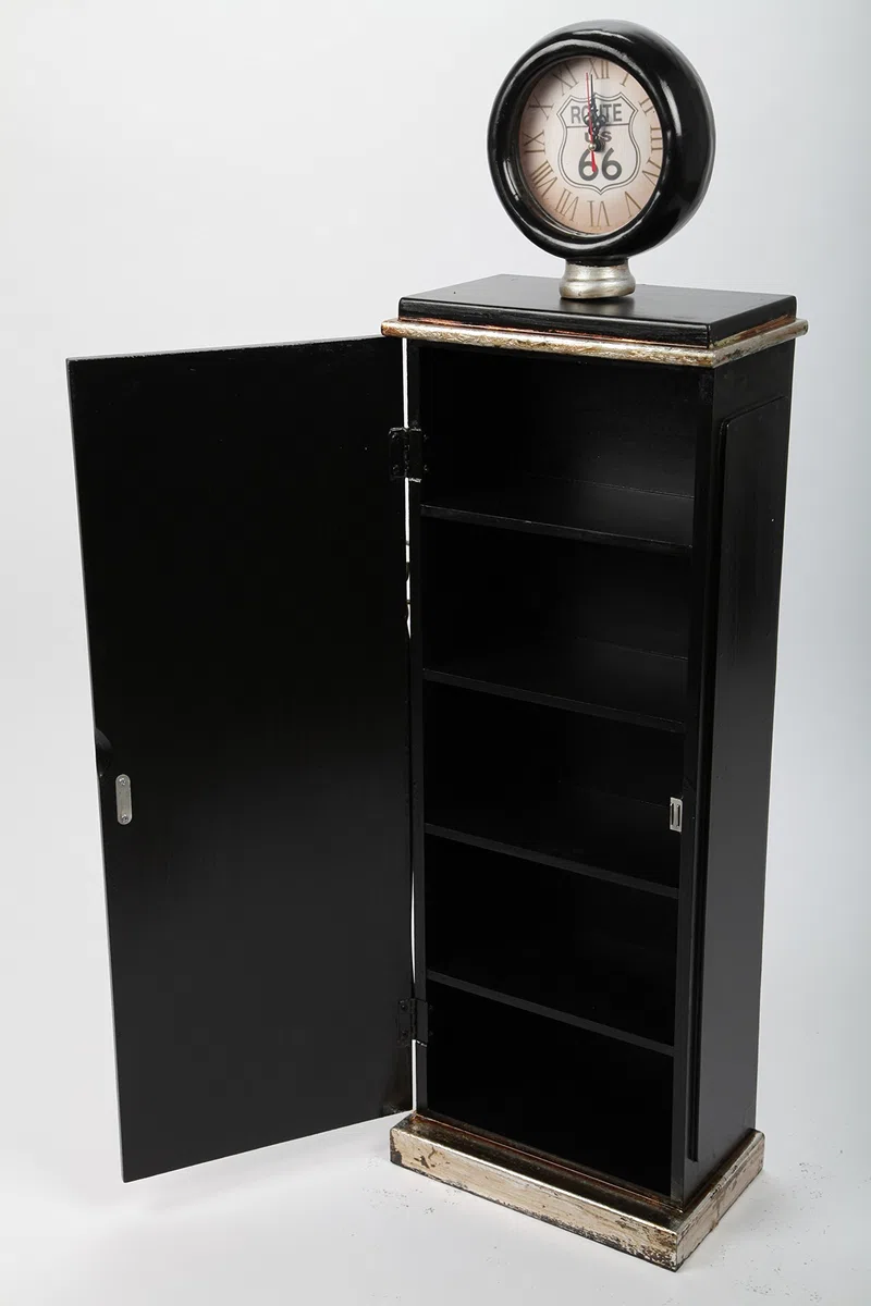 Design-Schrank Zapfsäule mit Uhr, Retro, schwarz, 102cm