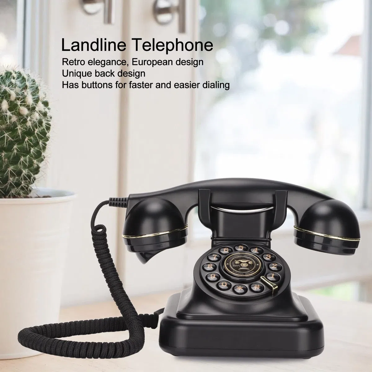 Vintage-Telefon kabelgebundenes Festnetztelefon mit Wählscheibe Elegantes modisches europäisches Retro-Telefon für Schlafzimmer, Arbeitszimmer, Büro, Café, Bar-Dekoration