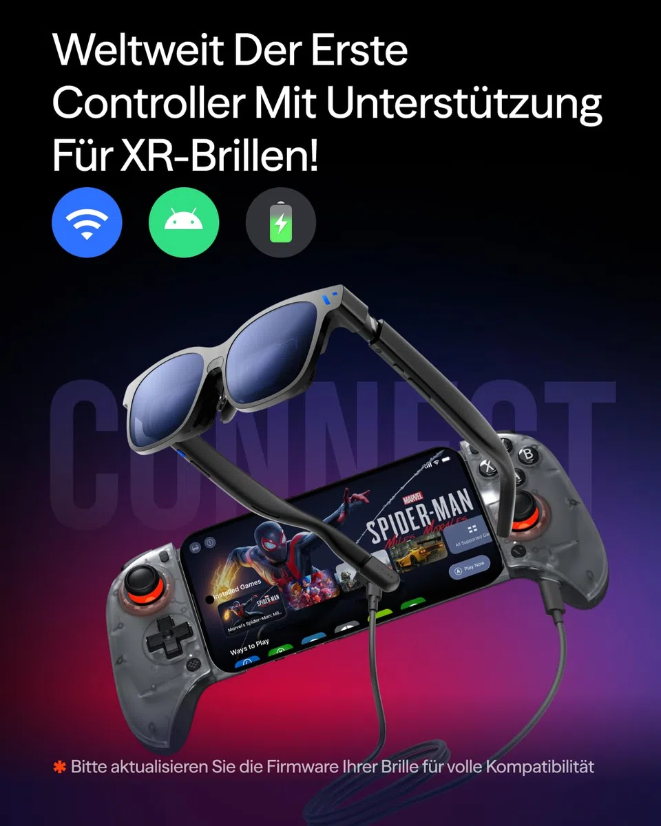 VITURE x 8BitDo Ultimativer Mobile Gaming Controller - Weltneuheit für XR-Brillen | USB-C Anschluss für minimale Latenz, Hall-Effekt-Sticks, Aufladen während des Spielens, Pro Performance für Android
